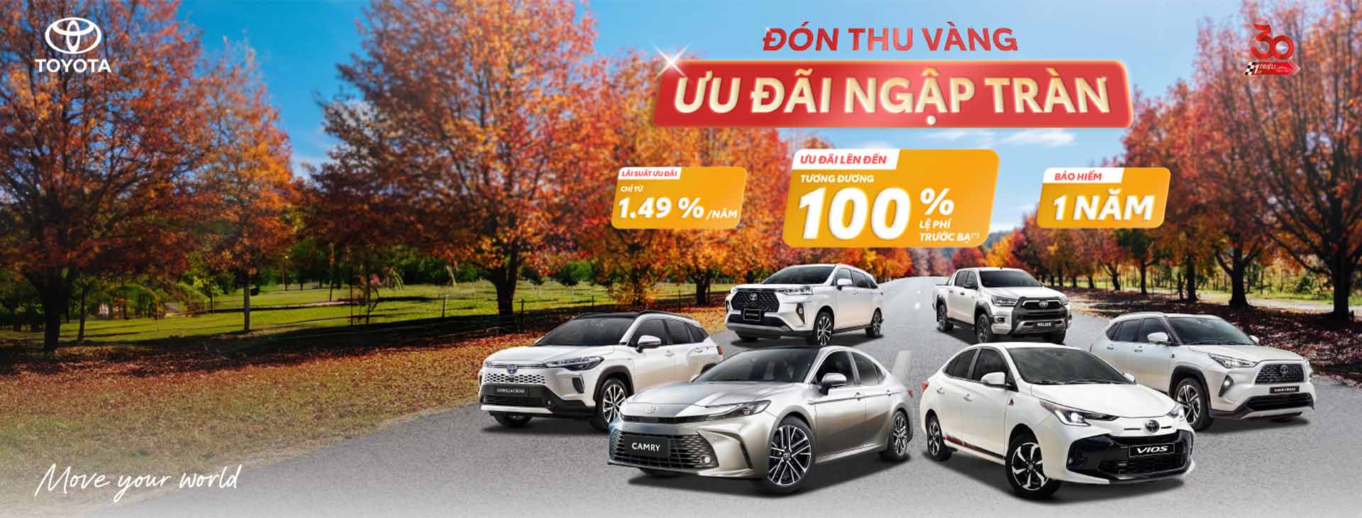 Toyota Bắc Giang ưu đãi tháng 10/2025: Hỗ trợ 100% lệ phí trước bạ, tặng bảo hiểm thân vỏ, ưu đãi lãi suất từ 1,49%. Áp dụng đến 31/10/2025!