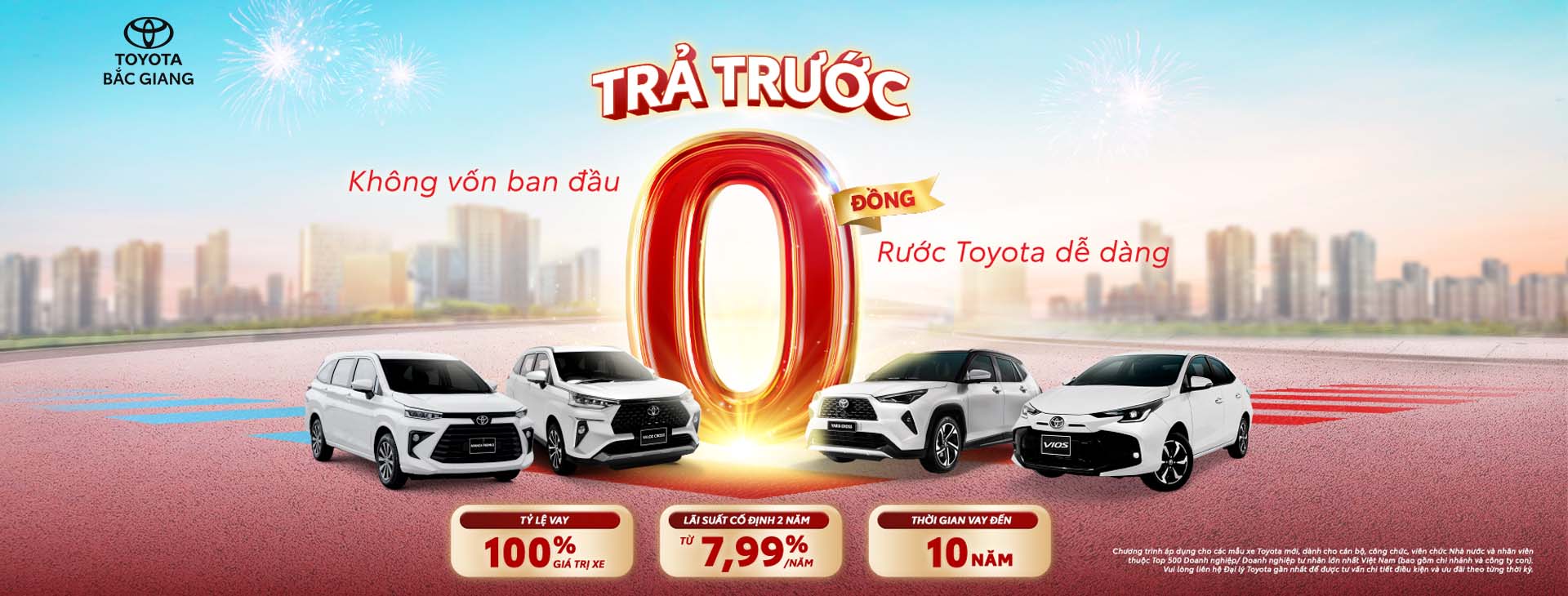 Với mong muốn đồng hành cùng Quý khách hàng trong hành trình nâng cao chất lượng cuộc sống, mở ra nhiều bước tiến mới, TFSVN giới thiệu chương trình vay đặc biệt Trả Trước 0 Đồng.