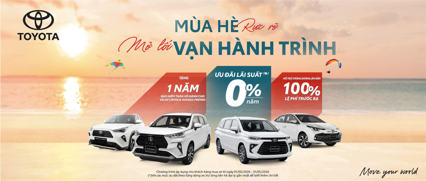 Toyota Bắc Giang triển khai chương trình khuyến mại tháng 5/2026 với nhiều ưu đãi hấp dẫn khi mua xe Toyota, hỗ trợ vay lãi suất ưu đãi và chính sách bảo hành chính hãng lên đến 10 năm hoặc 185.000 km.