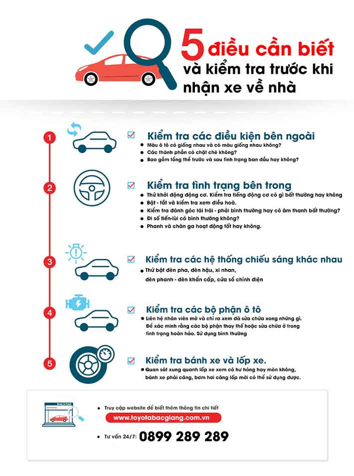 5 điều cần biết và kiểm tra trước khi nhận xe về nhà tại Toyota Bắc Giang