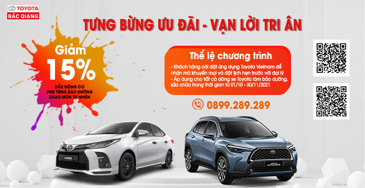 Ưu đãi dịch vụ chào đón tháng 10 tại Toyota Bắc Giang
