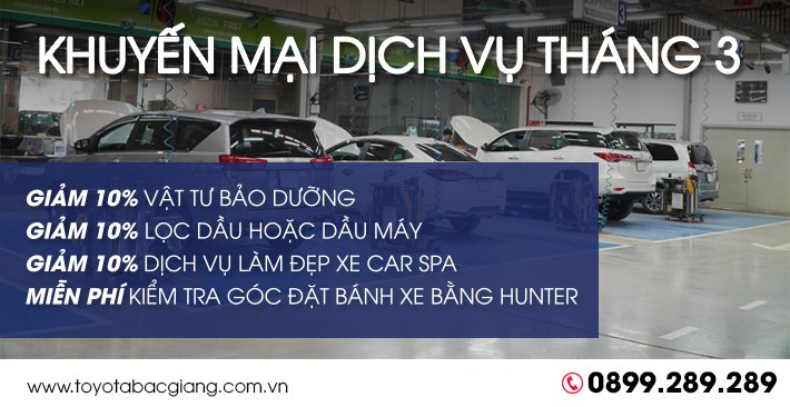 Khuyến mãi Dịch vụ Tháng 3 – Toyota Bắc Giang