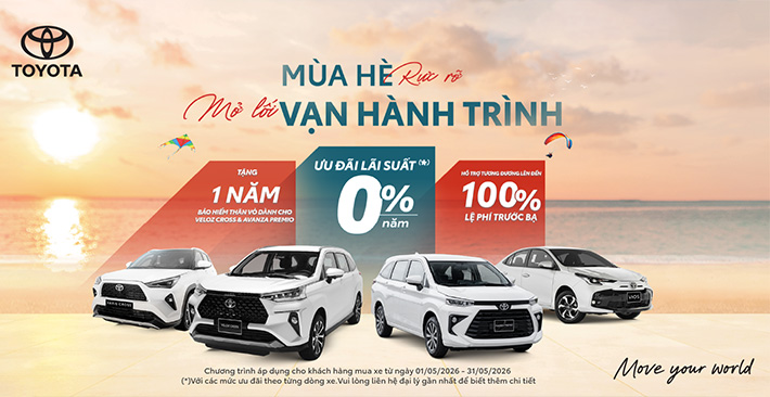 ƯU ĐÃI ĐẾN 100% LỆ PHÍ TRƯỚC BẠ KHI MUA XE TOYOTA