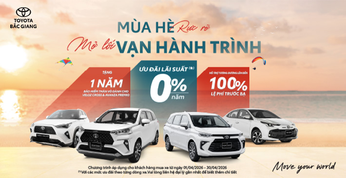 ƯU ĐÃI ĐẾN 100% LỆ PHÍ TRƯỚC BẠ KHI MUA XE TOYOTA