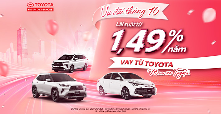 Ưu Đãi Lãi Suất Đặc Biệt Chỉ Từ 1,49% Cho Các Mẫu Xe Toyota
