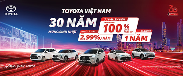 Mừng sinh nhật 30 năm Toyota Việt Nam - Toyota Bắc Giang Ưu Đãi Lớn Tháng 9/2025