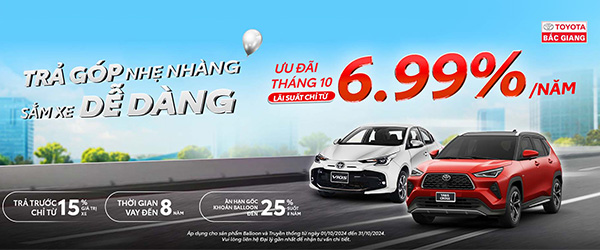 Ưu Đãi Lãi Suất Chỉ Từ 6,99% Cho Tất Cả Các Dòng Xe Toyota