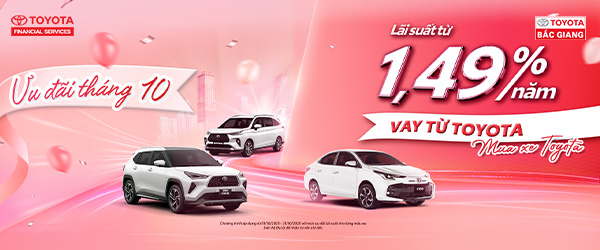 Ưu Đãi Lãi Suất Đặc Biệt Chỉ Từ 1,49% Cho Các Mẫu Xe Toyota