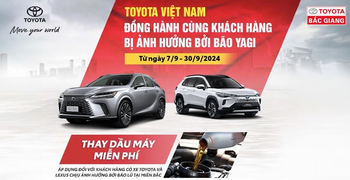 TOYOTA VIỆT NAM THAY DẦU MIỄN PHÍ CHO KHÁCH HÀNG CÓ XE CHỊU ẢNH HƯỞNG BỞI BÃO LŨ